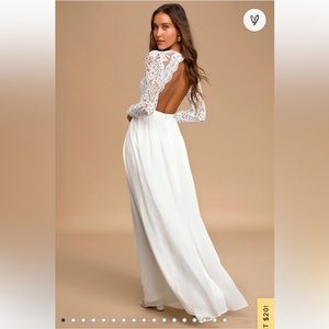 Lulus - White Long Sleeve Lace Maxi Dress, wedding dress. NWT